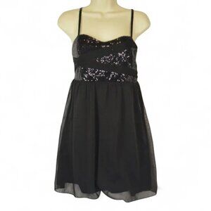 American Rag Cie Black Sequin & Lace Cocktail Sheer Skirted Dress Size: S